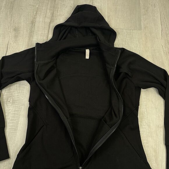 Athleta Black Triumph Full Zip Hoodie Jacket size Large Athletic Thumb Holes I - Picture 8 of 11